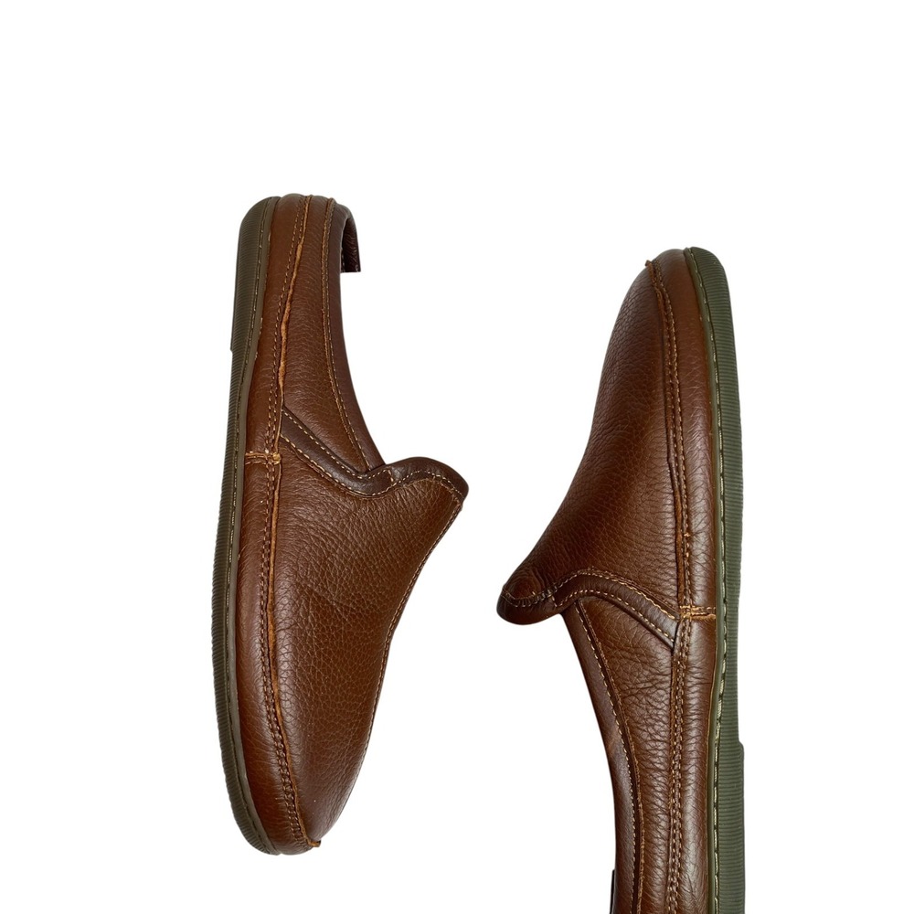 LL BEAN Mens Elkhide Leather Scuff Mule Slippers Indoor Outdoor Padded Size 9M - Picture 11 of 16